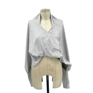 Zyia‎ ZYIA Active Haze Grey Wrap Twist Front Pullover Yoga Shawl Top Size Medium